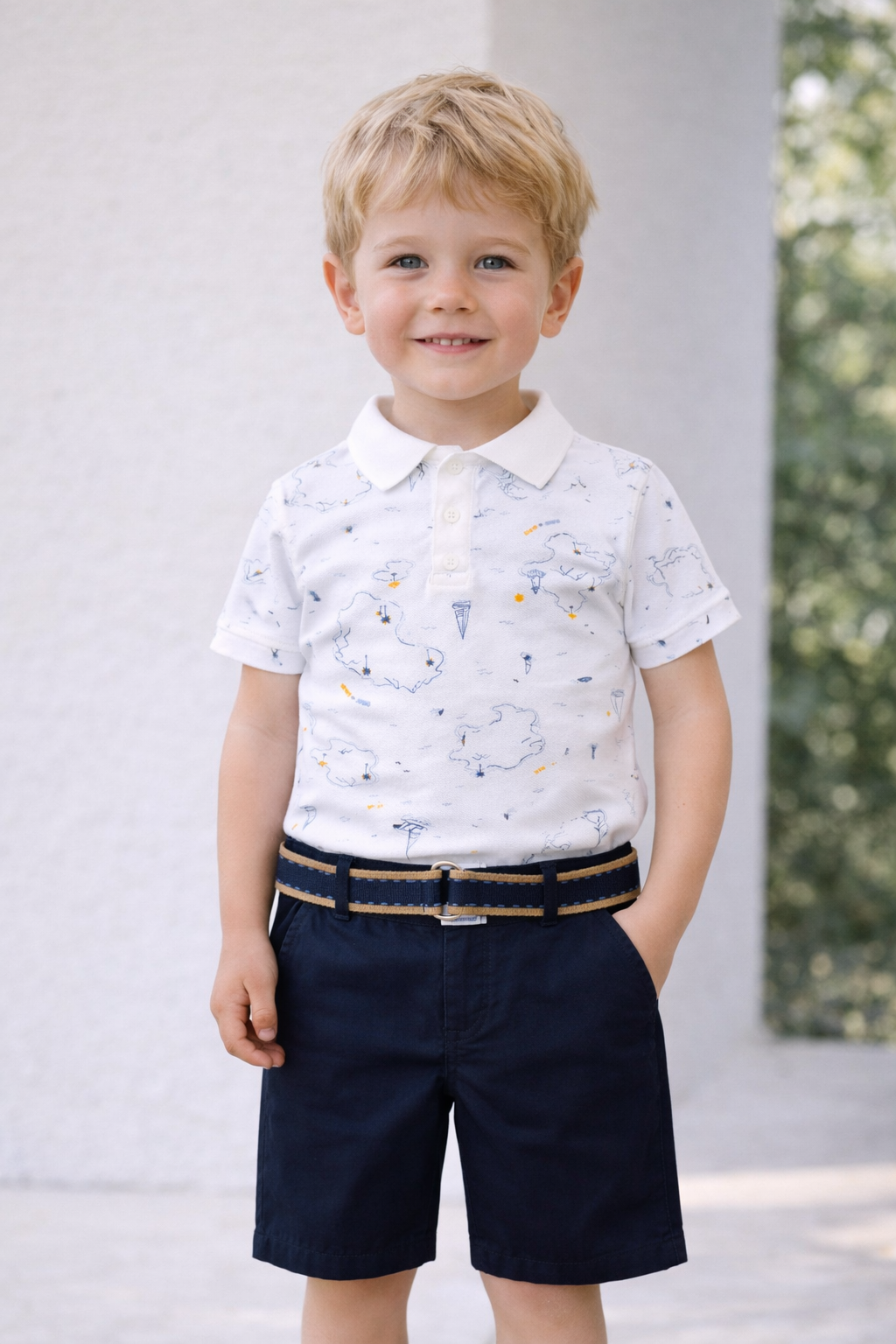 Ensemble garçon – Blanc & marine - 4ans