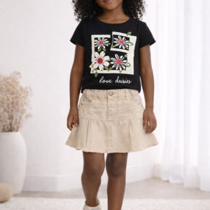 Ensemble fille noir & beige – 8 ans