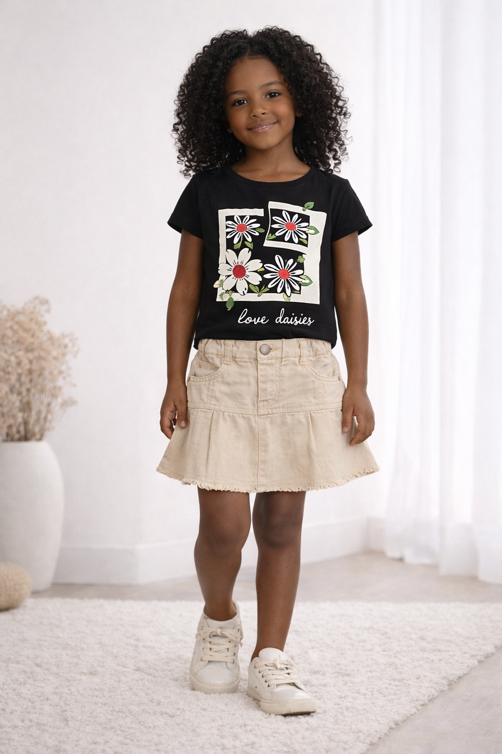 Ensemble fille noir & beige – 8 ans