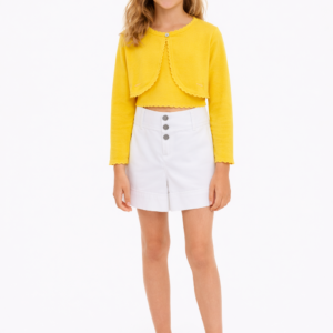 Ensemble fille jaune & blanc élégant – 12 ans