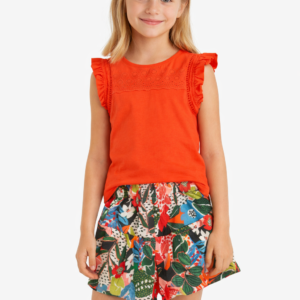 Ensemble fille rouge tropical & imprimé floral – 8 ans